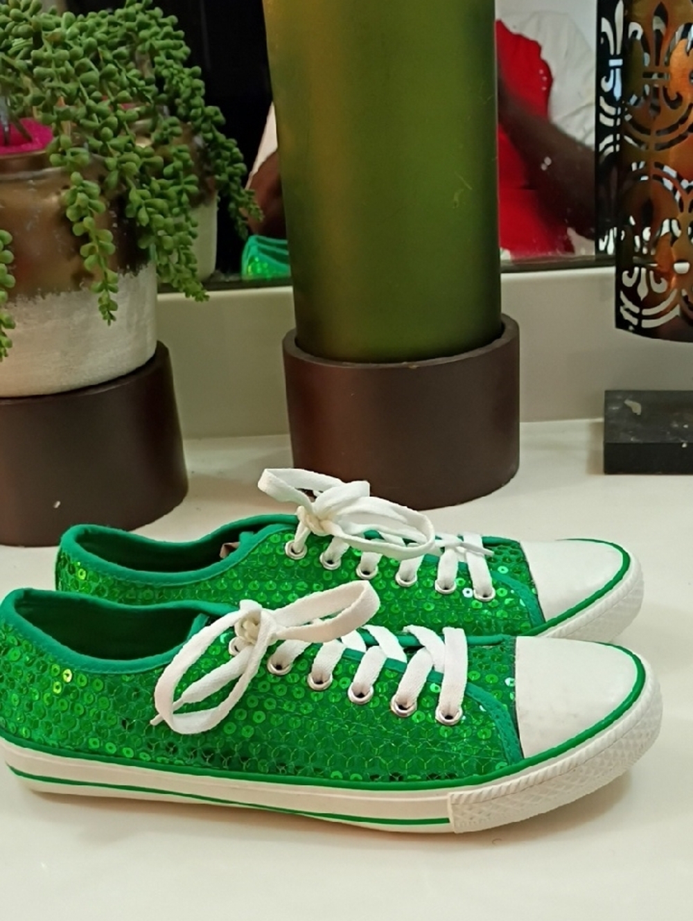 Converse Green Sequin Low-Top Sneakers - Picture 4 of 10